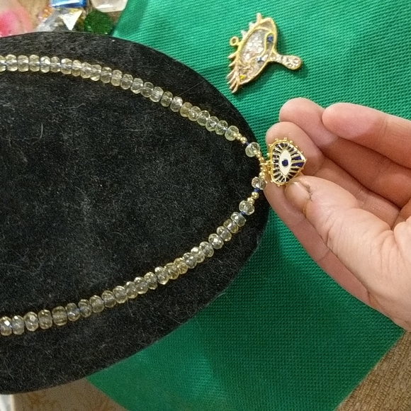 Heart protection eye necklace and citrus crystal handmade 24 k gold fill necklac - Picture 7 of 9